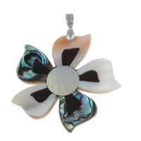 Zinc Alloy Shell Pendants, with Zinc Alloy, Flower, platinum color plated, dyed Approx 1.5mm 