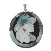 Zinc Alloy Shell Pendants, with Zinc Alloy, Girl, platinum color plated, dyed Approx 1.5mm 