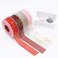 Polyester ribbon decoration, hot stamping, durable & Christmas Design 25mm 