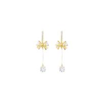 Cubic Zircon Brass Earring, plated, fashion jewelry & for woman & with cubic zirconia, golden 