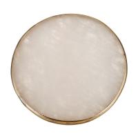 Rose Quartz Cabochon, with Brass, Flat Round, fashion jewelry & DIY & faceted, pink 