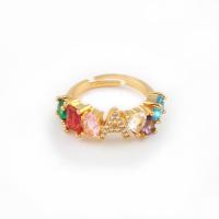 Zircon pavent l'anneau en laiton de doigt, Placage de couleur d'or, styles différents pour le choix & pavé de micro zircon & pour femme .5, Vendu par PC