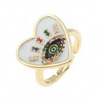 Zircon pavent l'anneau en laiton de doigt, Placage de couleur d'or, pavé de micro zircon & pour femme & émail Vendu par PC