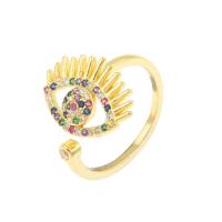 laiton Cuff Bague, Placage de couleur d'or, bijoux de mode & pavé de micro zircon & pour femme .5, Vendu par PC