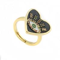 Zircon pavent l'anneau en laiton de doigt, Placage de couleur d'or, bijoux de mode & pavé de micro zircon & pour femme & émail, 15*6mm Vendu par PC