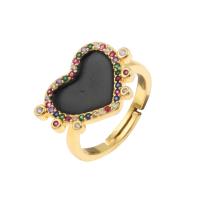 Zircon pavent l'anneau en laiton de doigt, Placage de couleur d'or, pavé de micro zircon & pour femme & émail .5, Vendu par PC