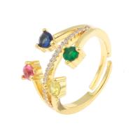 Zircon pavent l'anneau en laiton de doigt, Placage de couleur d'or, bijoux de mode & pavé de micro zircon & pour femme .5, Vendu par PC