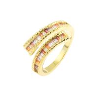 Zircon pavent l'anneau en laiton de doigt, Placage de couleur d'or, bijoux de mode & pavé de micro zircon & pour femme .5, Vendu par PC