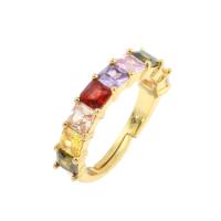 Цирконий Micro Pave Латунь палец кольцо, плакирован золотом, ювелирные изделия моды & инкрустированное микро кубического циркония & Женский размер:5.5, продается PC