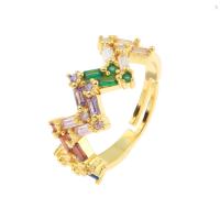 Цирконий Micro Pave Латунь палец кольцо, плакирован золотом, ювелирные изделия моды & инкрустированное микро кубического циркония & Женский размер:5.5, продается PC