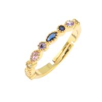 Zircon pavent l'anneau en laiton de doigt, Placage de couleur d'or, bijoux de mode & pavé de micro zircon & pour femme Vendu par PC