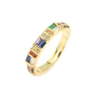 Цирконий Micro Pave Латунь палец кольцо, плакирован золотом, ювелирные изделия моды & инкрустированное микро кубического циркония & Женский размер:4.5, продается PC