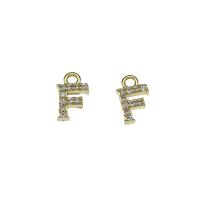 Letter Brass Pendants, Letter F, gold color plated, micro pave cubic zirconia Approx 1.5mm 