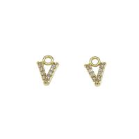 Letter Brass Pendants, Letter V, gold color plated, micro pave cubic zirconia Approx 1.5mm 