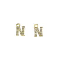 Letter Brass Pendants, Letter N, gold color plated, micro pave cubic zirconia Approx 1.5mm 
