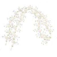 Bridal Hair Flowers, Zinc Alloy, with ABS Plastic Pearl, silver color plated, fashion jewelry & for woman, white, 1140mm 