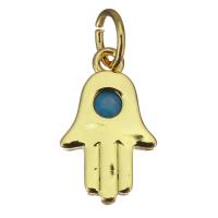 Cubic Zirconia Brass Pendants, Hamsa, gold color plated, fashion jewelry & with cubic zirconia Approx 3.5mm 