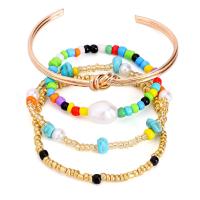 Seedbead Bracelet Set, wrist wreath, with turquoise, 4 pieces & fashion jewelry & for woman, 14cm,16cm,17cm 