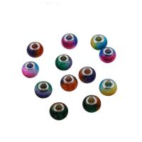 Lampwork Beads, with Brass, platinum color plated, fashion jewelry & large hole, multi-colored Approx 5mm 
