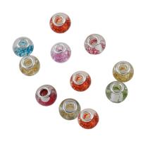 Lampwork Beads, with Brass, platinum color plated, large hole, Random Color, 15*11mm Approx 5mm 