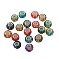 Harz Perlen Schmuck, mit Messing, Platinfarbe platiniert, großes Loch, Zufällige Farbe, 14*11mm, Bohrung:ca. 5mm, verkauft von PC
