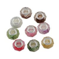 Harz Perlen Schmuck, mit Messing, Platinfarbe platiniert, Modeschmuck & facettierte & großes Loch, Zufällige Farbe, 14*9mm, Bohrung:ca. 5mm, verkauft von PC