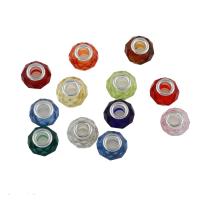 Harz Perlen Schmuck, mit Messing, Platinfarbe platiniert, facettierte & großes Loch, Zufällige Farbe, 14*8mm, Bohrung:ca. 5mm, verkauft von PC