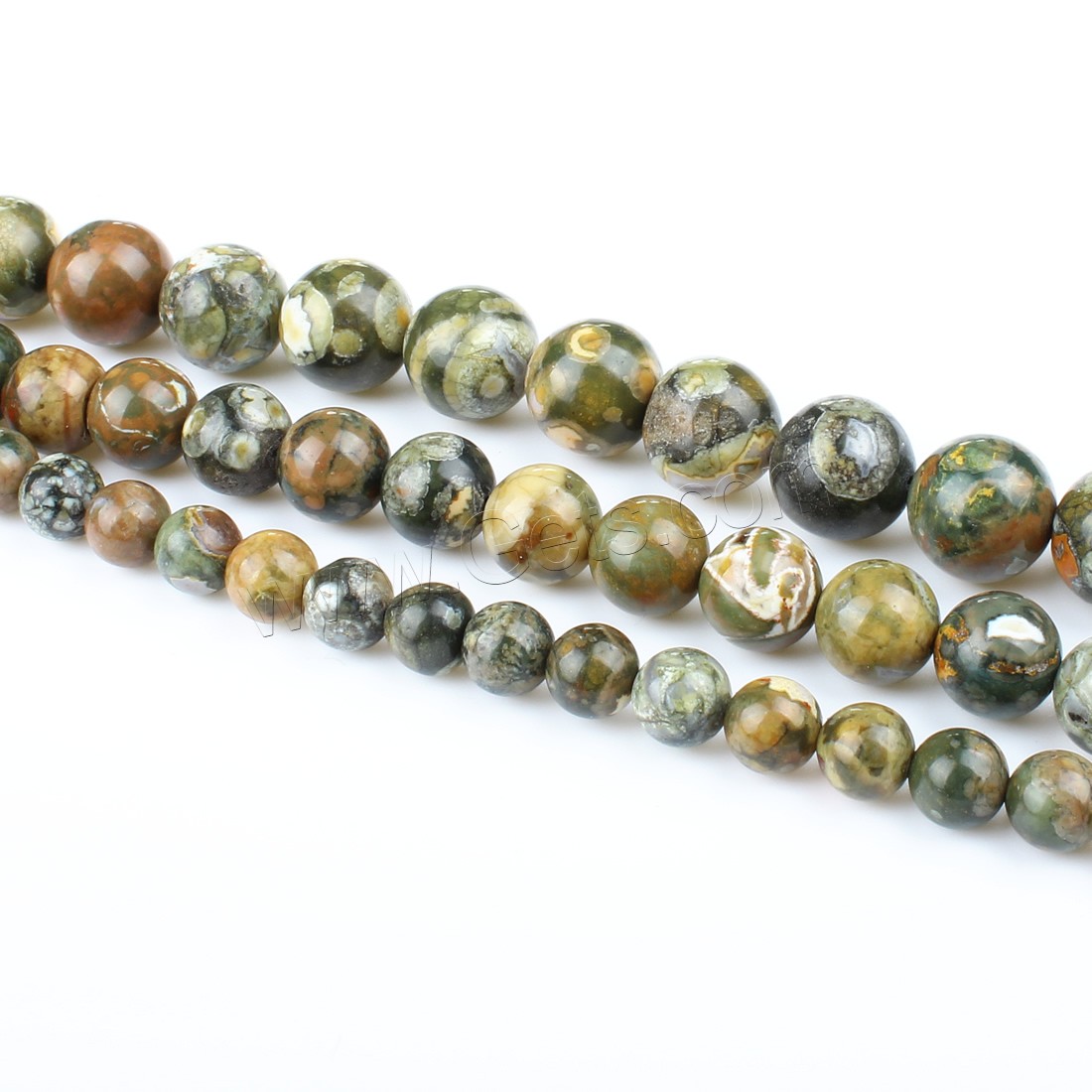 Perles de Oiseau Pierre, Kambaba-Jasper, Rond, bijoux de mode & normes différentes pour le choix, vert, Trou:Environ 1mm, Longueur:Environ 14.9 pouce, Vendu par brin