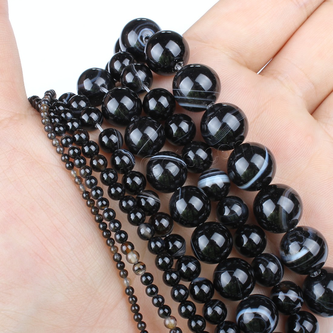 Natural Lace Agate Beads, Round, different size for choice, black, Hole:Approx 1mm, Length:Approx 14.9 Inch, Sold By Strand
