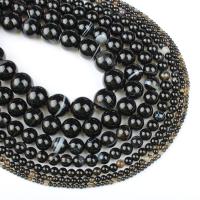 Natural Lace Agate Beads, Round black Approx 1mm Approx 14.9 Inch 