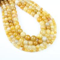 perles en Jade jaune, jaune de jade, Rond, normes différentes pour le choix, Jaune Environ 1mm Environ 14.9 pouce, Vendu par brin