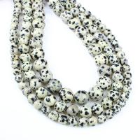 Dalmatinische Perlen, Dalmatiner, rund, verschiedene Größen vorhanden, weiß und schwarz, Bohrung:ca. 1mm, Länge:ca. 14.9 ZollInch, verkauft von Strang