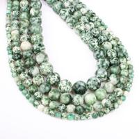 Grüner Tupfen Stein Perlen, grüner Punkt Stein, rund, verschiedene Größen vorhanden, grün, Bohrung:ca. 1mm, Länge:ca. 14.9 ZollInch, verkauft von Strang