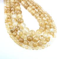 Rutilquarz Perlen, braune Wassermelone, rund, verschiedene Größen vorhanden, goldfarben, Bohrung:ca. 1mm, Länge:ca. 14.9 ZollInch, verkauft von Strang