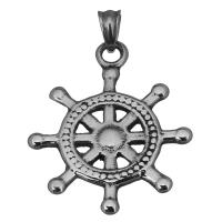 Stainless Steel Ship Wheel & Anchor Pendant, fashion jewelry & blacken Approx 