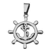 Stainless Steel Ship Wheel & Anchor Pendant, Anchor and Ship Wheel, fashion jewelry, original color Approx 