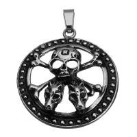 Stainless Steel Skull Pendant, fashion jewelry & blacken Approx 