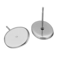Stainless Steel Earring Stud Component, Flat Round, original color 0.5mm 