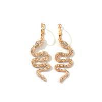 Zinc Alloy Leverback Earring, Snake, gold color plated, detachable & for woman & with rhinestone, 23*80mm 