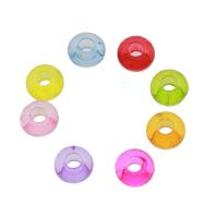 Acrylique perle à grand trou, tambour, DIY & transparent, couleurs mélangées, 14*8mm Environ 5mm, Environ Vendu par sac