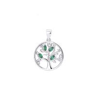 Cubic Zirconia Micro Pave Sterling Silver Pendant, 925 Sterling Silver, Tree, polished, micro pave cubic zirconia & hollow 