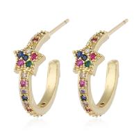 Cubic Zircon Brass Earring, with 925 Sterling Silver, plated, fashion jewelry & for woman & with cubic zirconia 