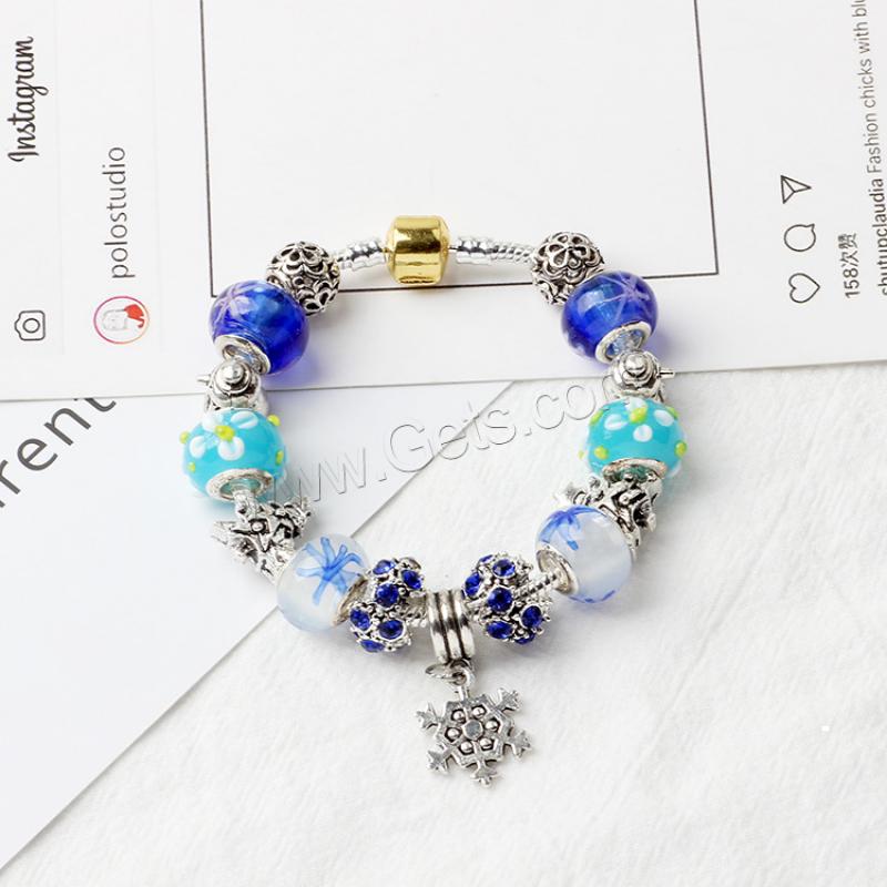 Zinc Alloy European Bracelets, plated, Christmas Design & different size for choice & for woman & with rhinestone, blue, Sold By Strand