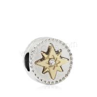 Zinc Alloy European Large Hole Beads, Round, plated, DIY & with rhinestone, metallic color plated 