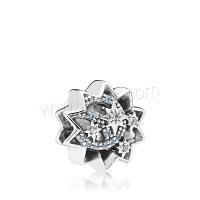 Zinc Alloy European Large Hole Beads, Flower, plated, DIY & with rhinestone, metallic color plated 