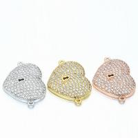 Cubic Zirconia Micro Pave Brass Connector, Heart, plated, DIY & micro pave cubic zirconia 