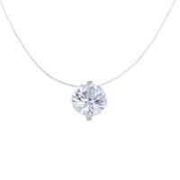 Brass Cubic Zirconia Necklace, with Cubic Zirconia, fashion jewelry & for woman, silver color, 40cmx8mm 