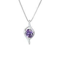 Cubic Zirconia Brass Pendants, with Cubic Zirconia & Crystal, fashion jewelry & for woman, purple, 25mmx10.5mm 