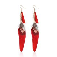 Fashion Feather Earring , Zinc Alloy, with Feather, gold color plated, fashion jewelry & for woman 
