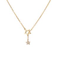 Brass Cubic Zirconia Necklace, with Cubic Zirconia, Star, fashion jewelry & for woman 46cmx6.9mmx9.8mm 